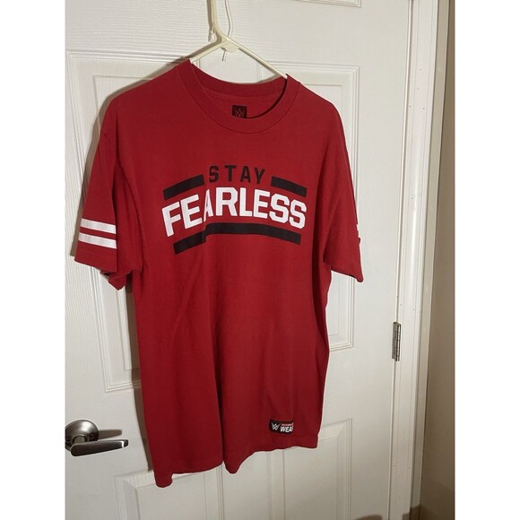 WWE Authentic Wear T-Shirt Stay Fearless Red Large - Picture 1 of 4